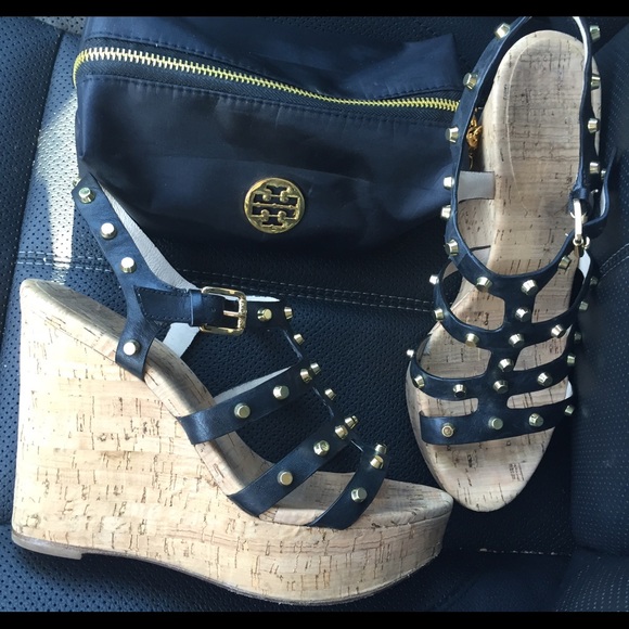 KORS Michael Kors Shoes - KORS black wedges with gold studs Michael Kors 8