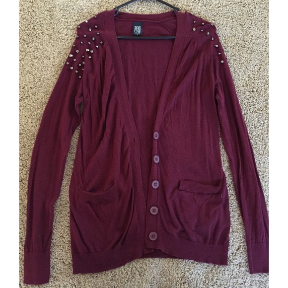 Maroon studded cardigan