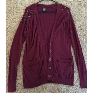 Maroon studded cardigan