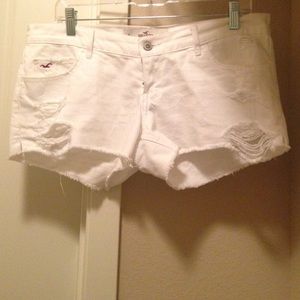 White distressed shorts from Hollister
