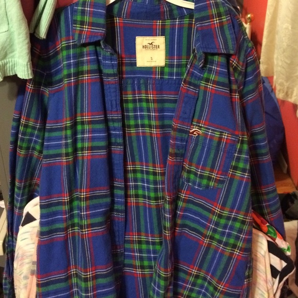 BLUE HOLLISTER FLANNEL - Picture 1 of 3