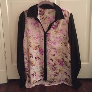 Black and floral blouse