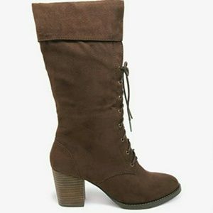 F21 Brown Knee High Suede Boots