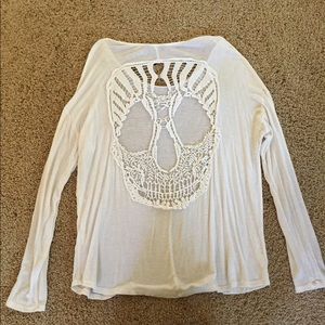 White long sleeve skull cutout