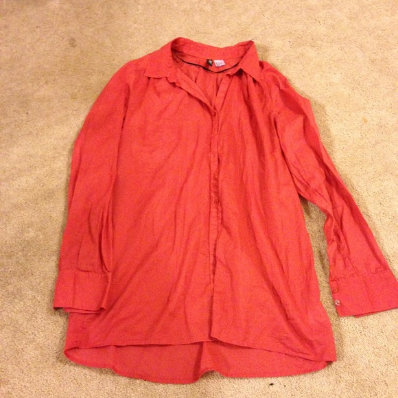 Red/orange button up