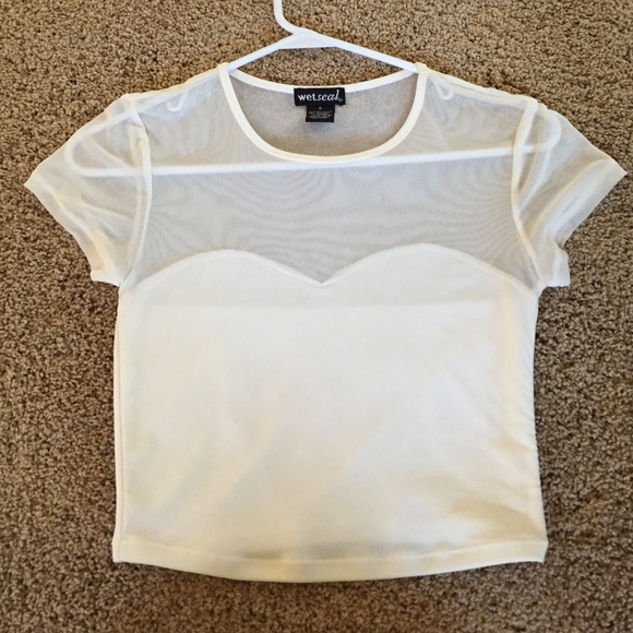 White sheer crop top