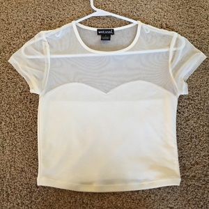 White sheer crop top