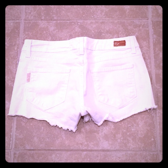 White cutoff denim shorts
