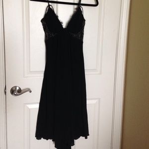 Bebe black dress with gold and black lace