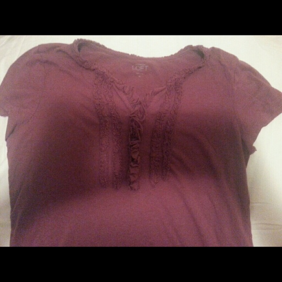Mossimo short sleeve shirt maroon ruffled V- neck