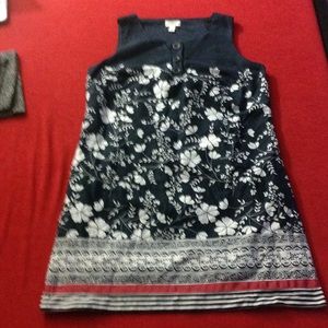 Loft Ann tailor navy & white canvas dress