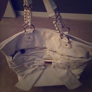 Deux Lux white leather bow purse!