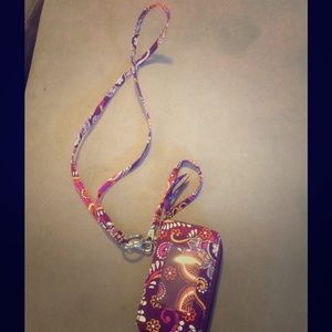 Vera Bradley wallet with key ring lanyard