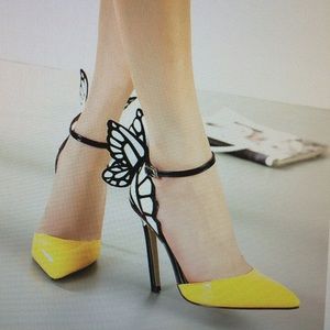 Yellow butterfly spring high heel