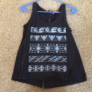Black tribal print tank top