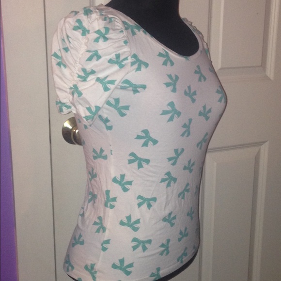 turquoise bow shirt - Picture 3 of 3