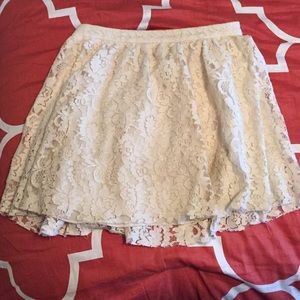 White lace high waisted skirt
