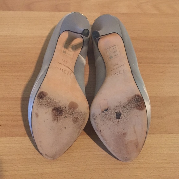 Christian Dior Silver Satin Peep Toe Heels - Picture 4 of 4