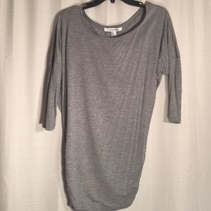 Grey scoop neck shirt with cinch waist