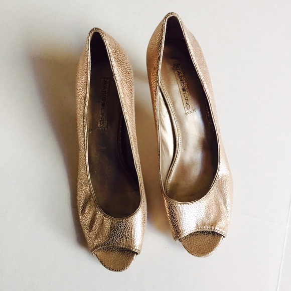 Frosted gold metallic heels