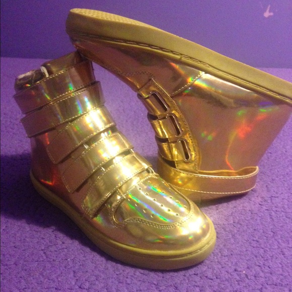 golden leather sneakers