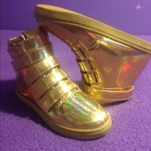 golden leather sneakers