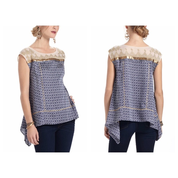 Anthropologie "Gold Stream Blouse" - BLACK MOTIF
