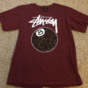 Maroon Stussy Magic 8 Ball T-shirt