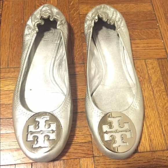 Silver Tory Burch Flats
