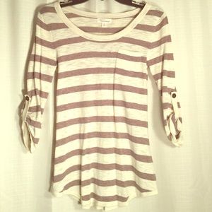 Light brown and cream stripped top.
