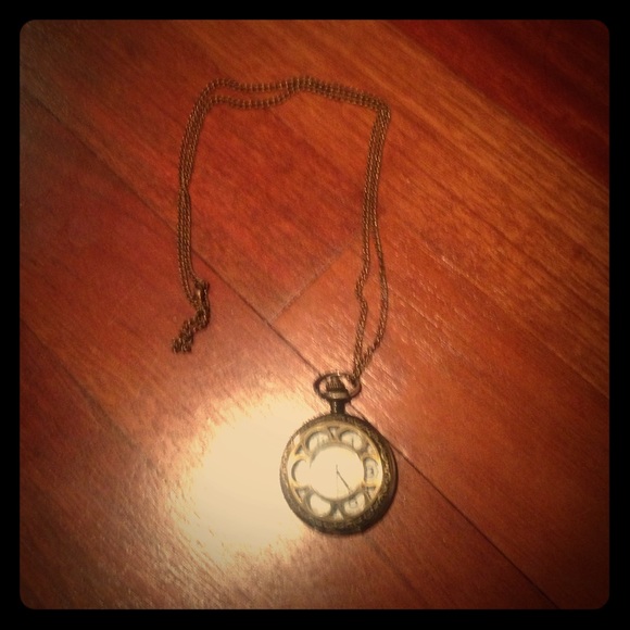vintage clock necklace