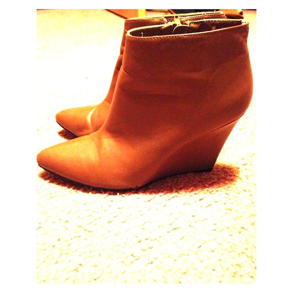Cognac/Brown Wedge Heel Booties