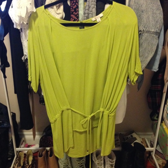 Lime front tie blouse