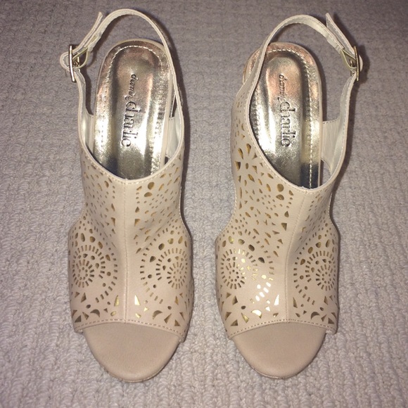 Charming Charlie Shoes - nude/gold wedges