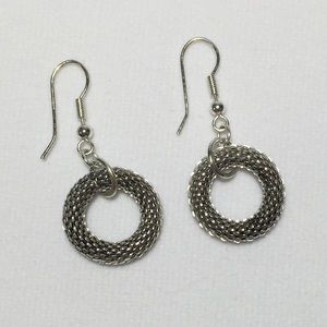 Silver mesh circle earrings