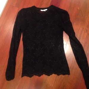 sheer lace black long sleeve shirt