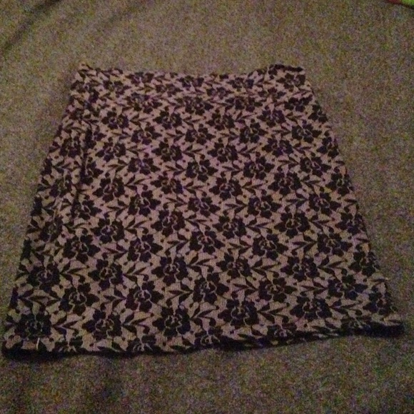 Grey and black floral skirt