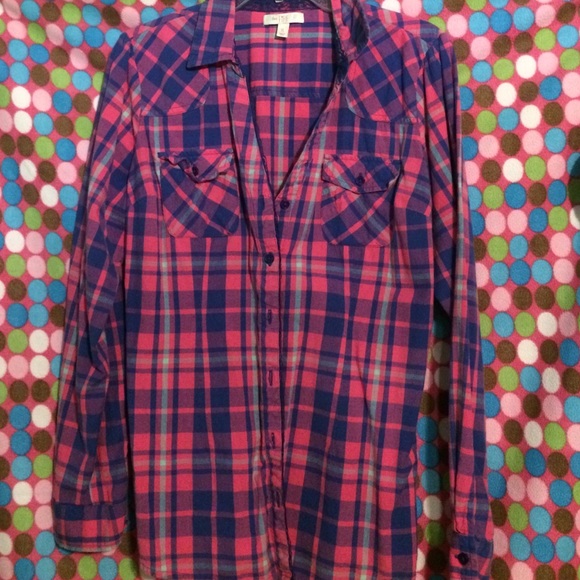 Multicolored Button Up Plaid