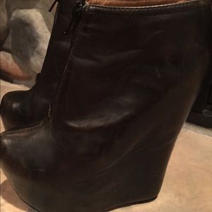 Jeffrey Campbell zip wedge booties 160 mm