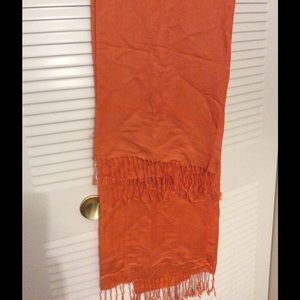 Orange Fringed Paisley Scarf