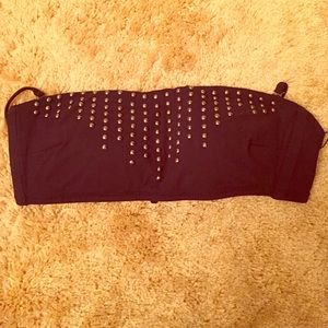 Black studded bandeau swimsuit