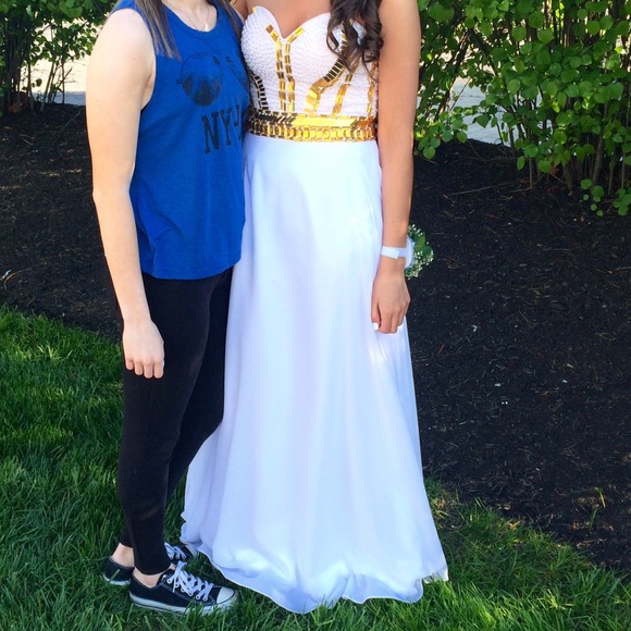 White/Gold Prom Dress