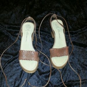 Lace up leather sandals