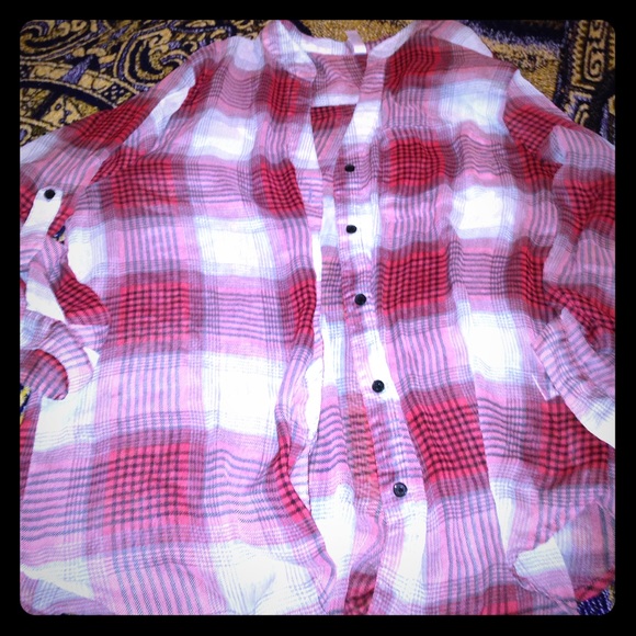 Sheer plaid top!