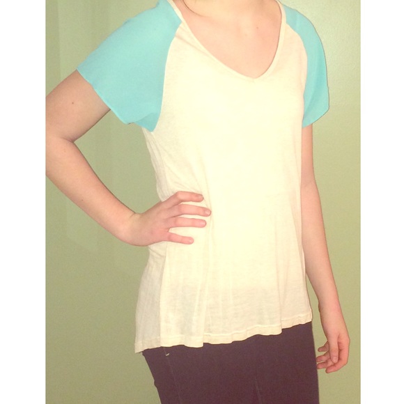 Khaki Tee w/ Sheer Sleeves
