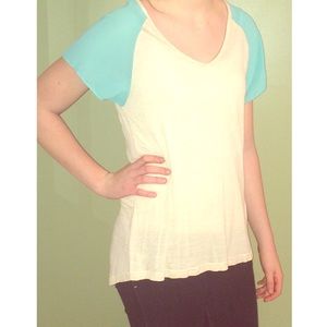 Khaki Tee w/ Sheer Sleeves