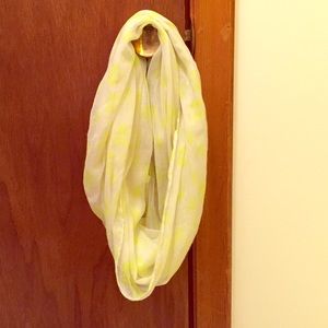 White infinity scarf with neon yellow skulls!