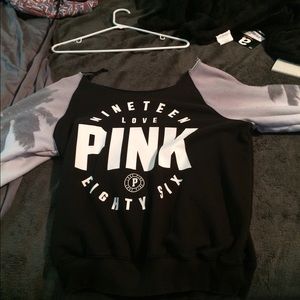 PINK Sweatshirt w/Palm tree sleeves