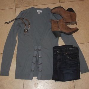 Loft jeweled blue cardigan