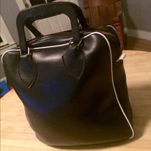 Vintage Black Vinyl Satchel / Doctor Bag